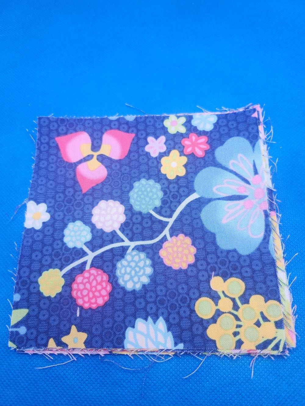 8 Pcs 4.75 Inch Floral Pattern Fabric Squares - Navy Blue